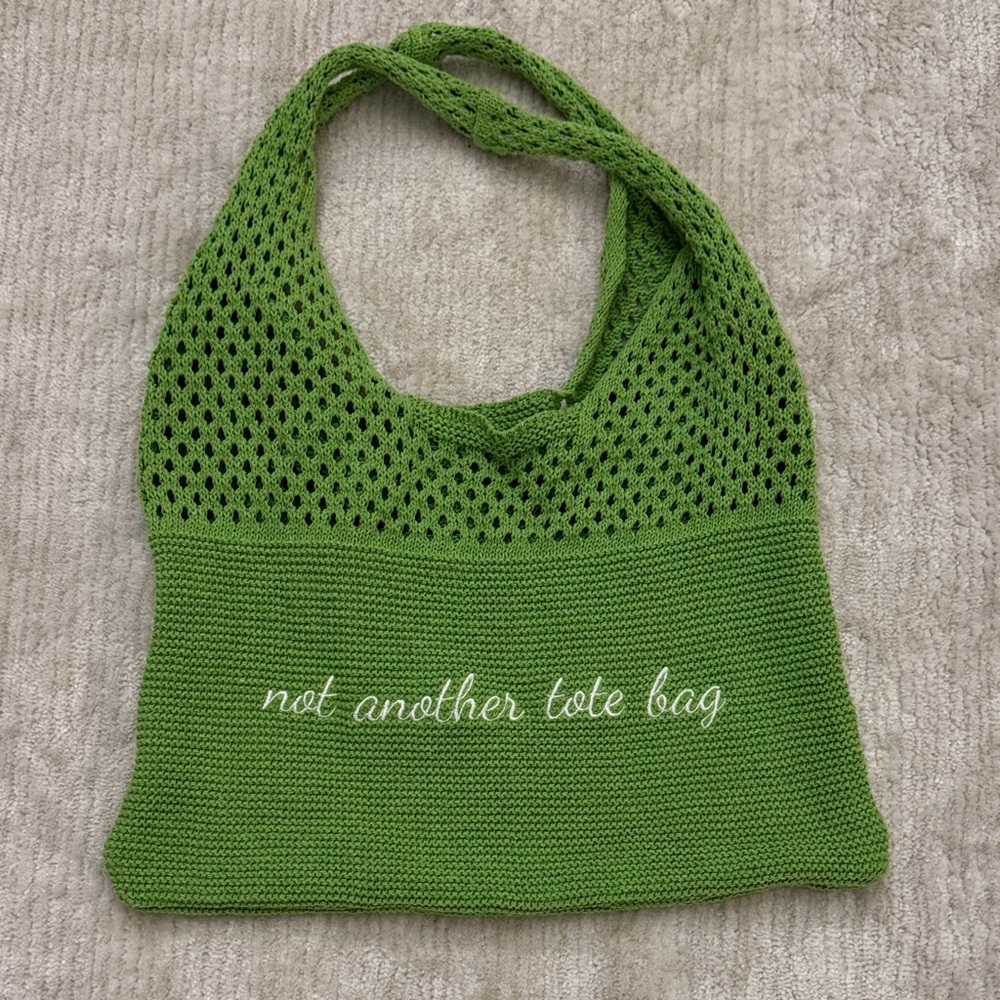 NEW Green ‘Not Another Tote Bag’ Crochet Market Tote Handknit Handbag